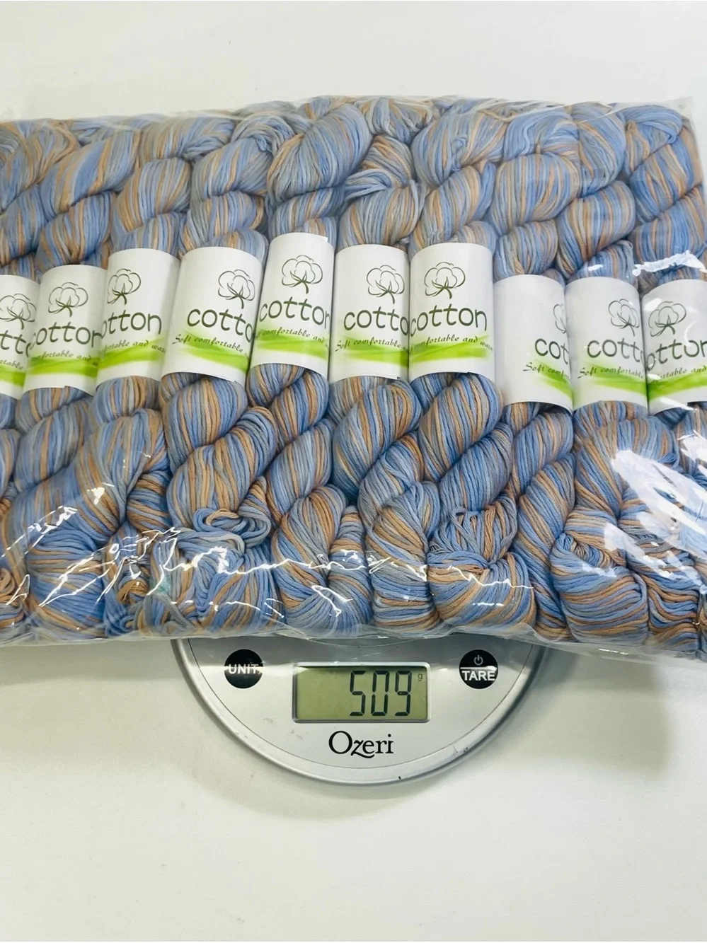 10 NEW (~500g total, ~50g ea.) 100% Cotton Variegated Hanks in  Seashore